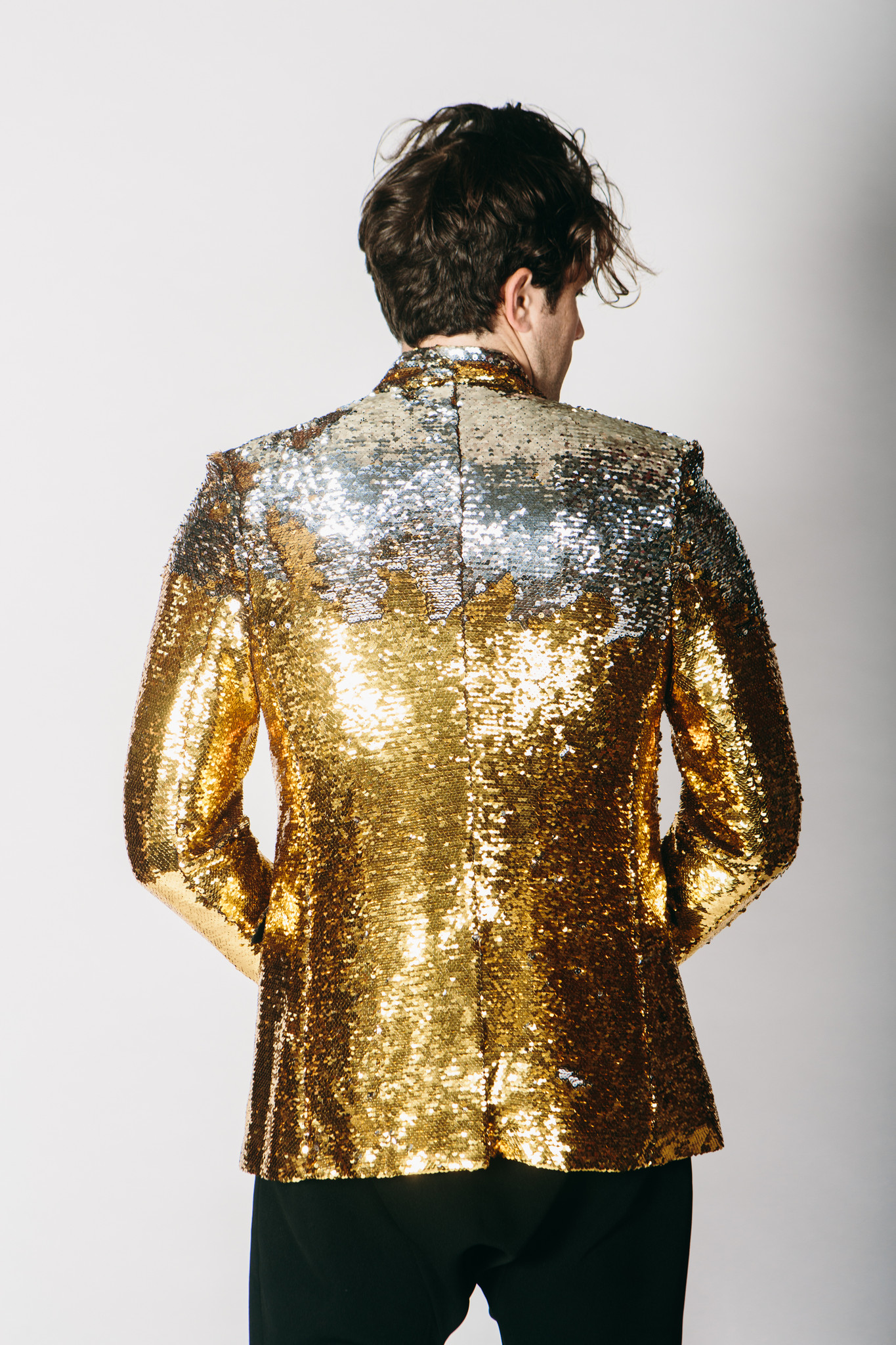 Men's Any Old Iron Gold/Silver Sequin Suit Jacket Garmentory