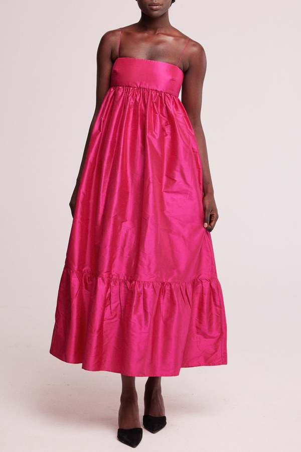 baaby Long Silk Ruffle Dress - Fuschia baaby Long Silk Ruffle Dress - Fuschia