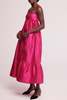 baaby Long Silk Ruffle Dress - Fuschia - Thumbnail 4
