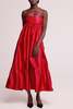 baaby Long Silk Ruffle Dress - Red - Thumbnail 1