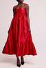 baaby Long Silk Ruffle Dress - Red - Thumbnail 2