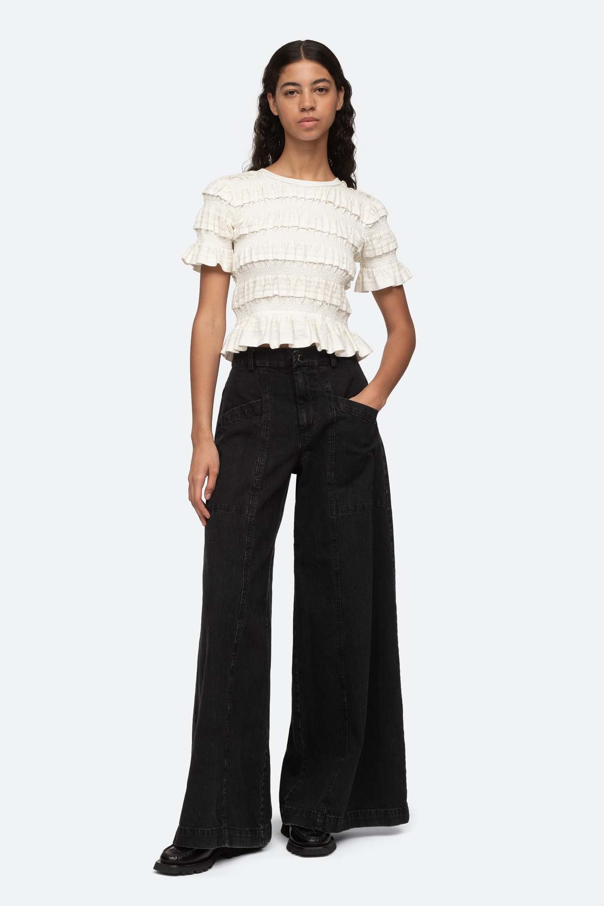 Sea NY Mable Cambric S/SLV Smocked Top | Garmentory