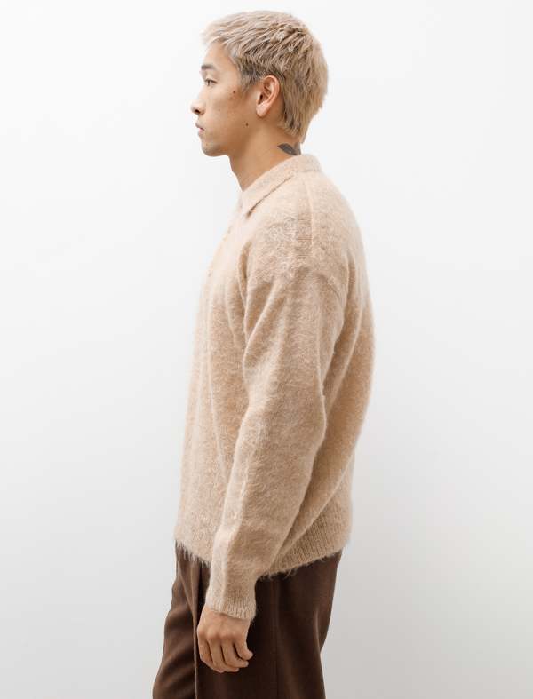 Auralee Brushed Super Kid Mohair Polo - Beige | Garmentory