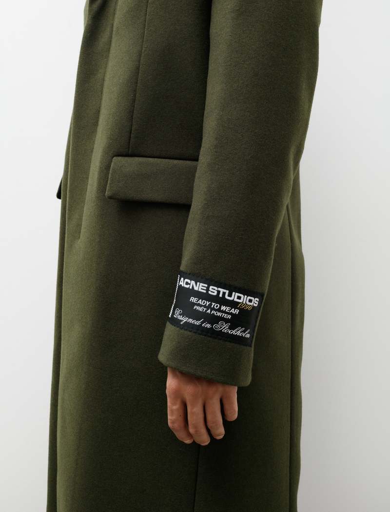 Acne Studios Tailored Wool Blend Coat - Green Melange