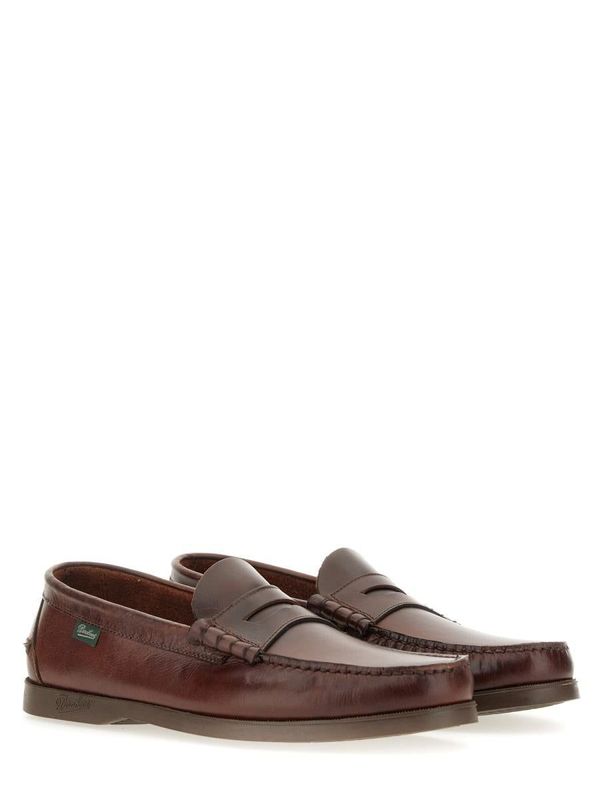 Paraboot MENS SIZE 9.5 Coraux Loafer Penny Shoes Leather Brown Paraboot Coraux Marine Lisse América Penny Loafers - The  main image 4