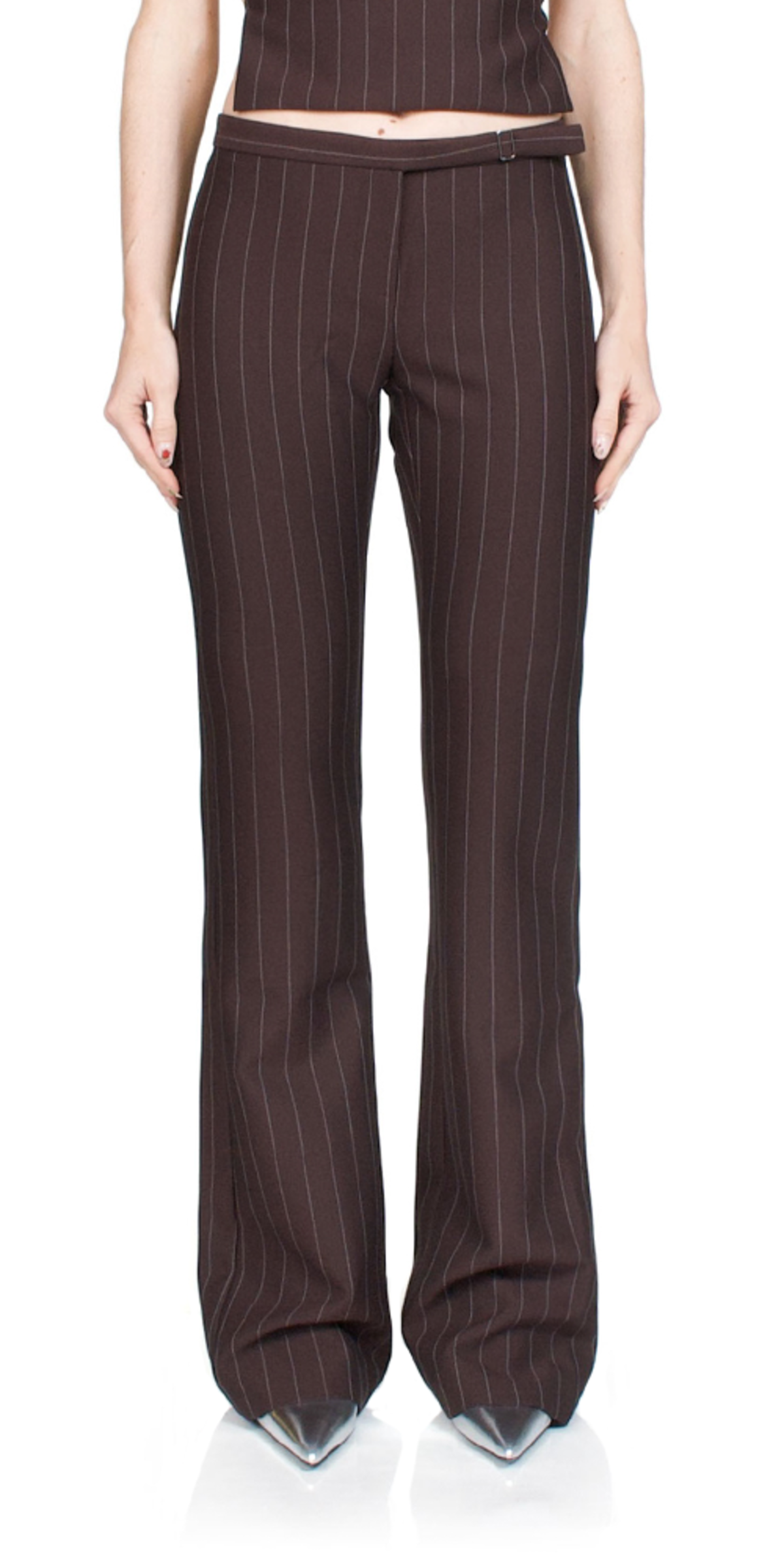 Bec + Bridge Jade Straight Leg Pants - Plum Pinstripe - Image 1 of 4