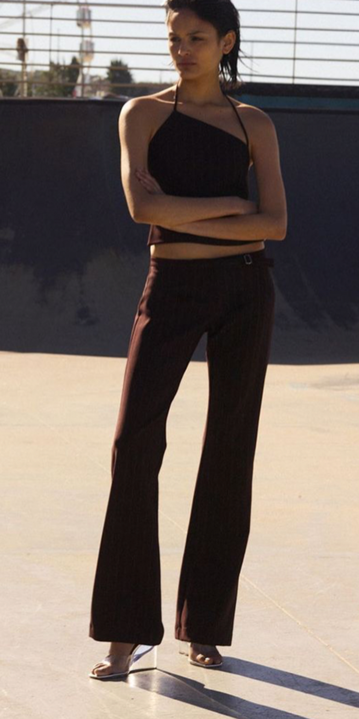 Bec + Bridge Jade Straight Leg Pants - Plum Pinstripe - Image 2 of 4