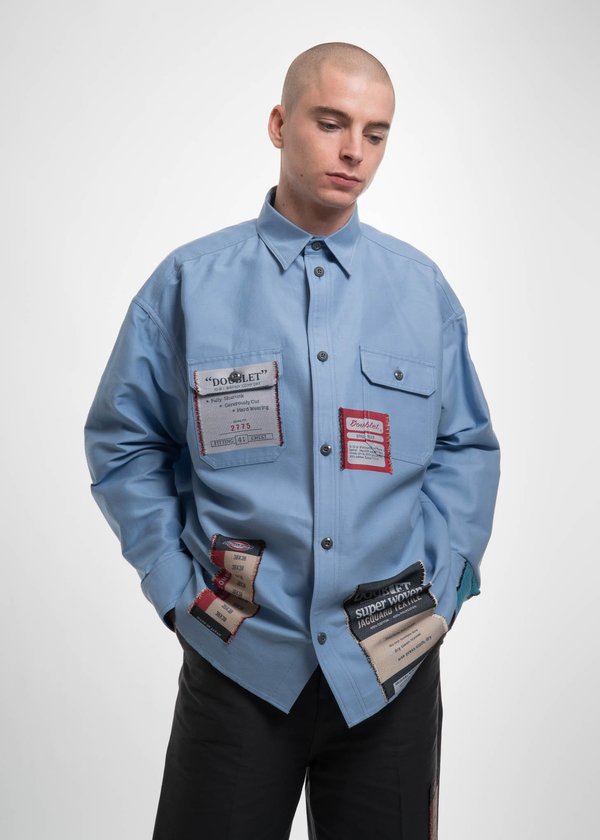 Doublet Light Blue Deadstock Jacquard Shirt on Garmentory