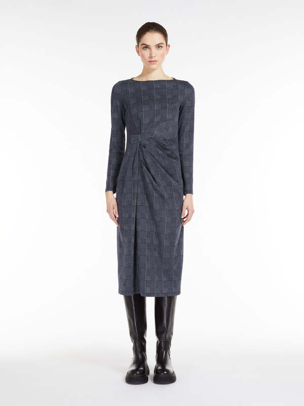 green knit dress long sleeve Dark Green Knitted Long Sleeve Midi Dress main image 1
