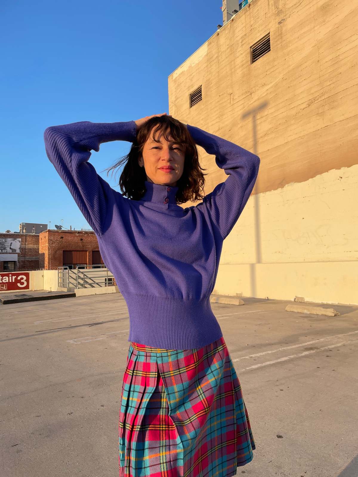 1980s Button Neck Wool Sweater - Purple | Garmentory