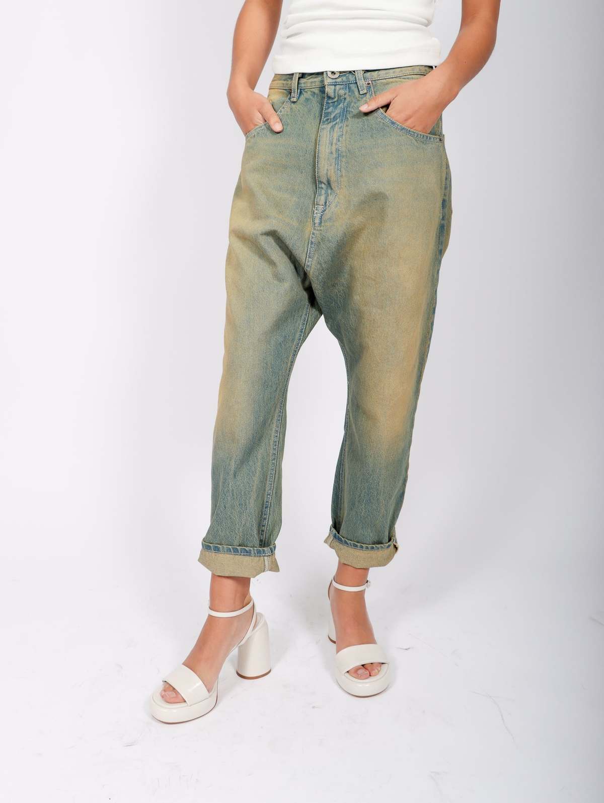 Novemb3r Kaori5 Drop Crotch Pants - Dirty Wash Denim | Garmentory