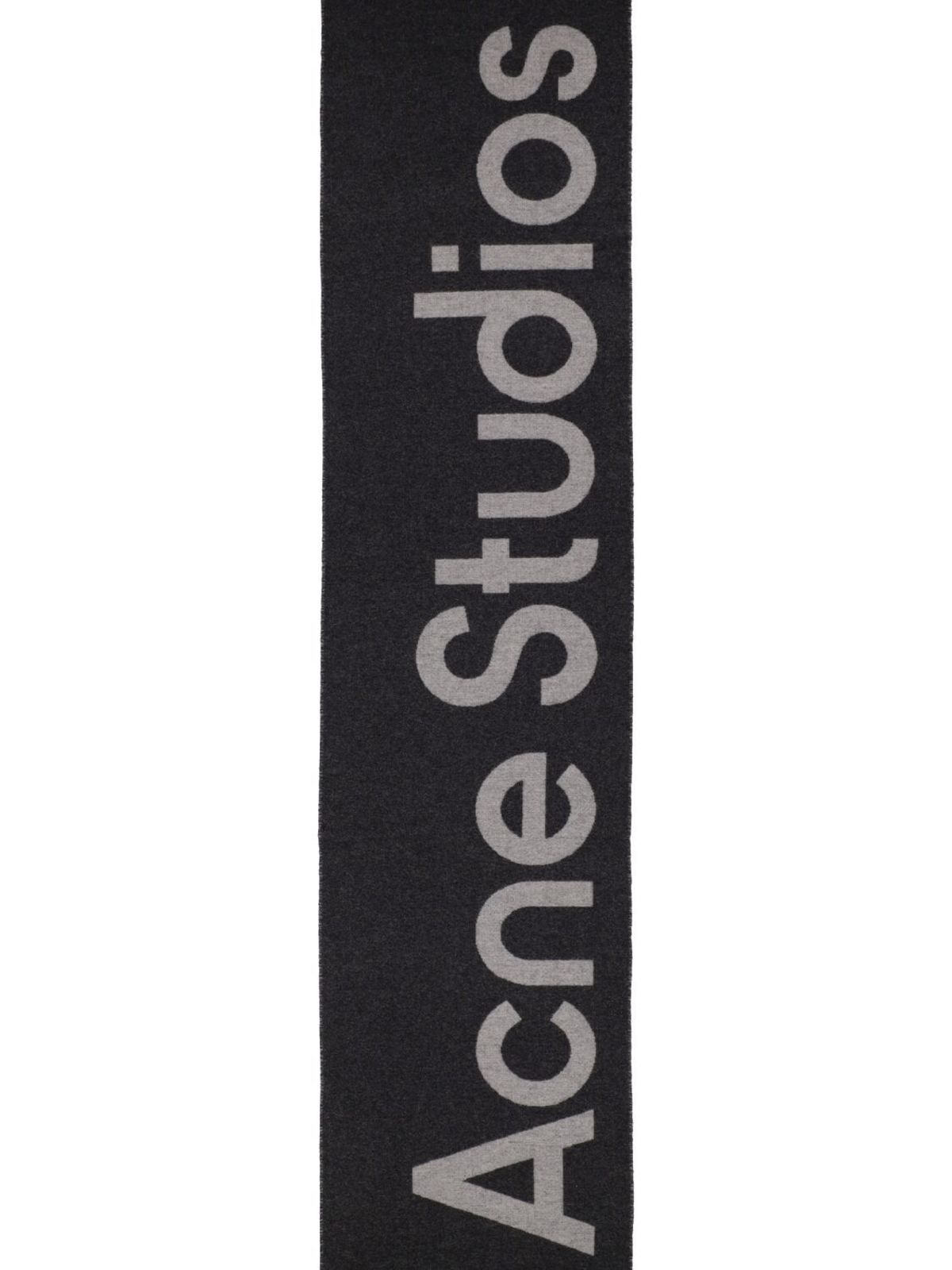 Acne Studios Toronty Contrast Logo Wool Blend Scarf - Grey/Beige