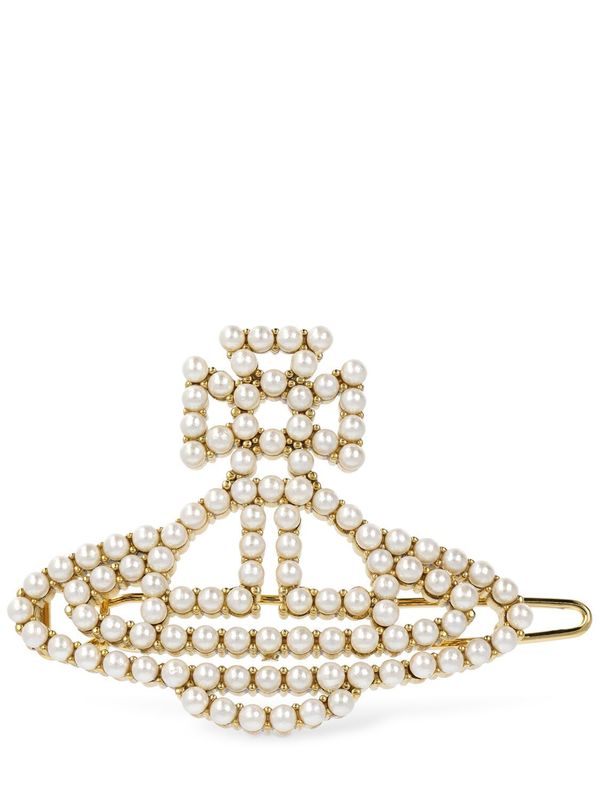 Vivienne Westwood Annalisa Faux Pearl Large Hair Clip - Gold/Cream