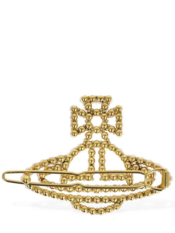 Vivienne Westwood Annalisa Faux Pearl Large Hair Clip - Gold/Cream