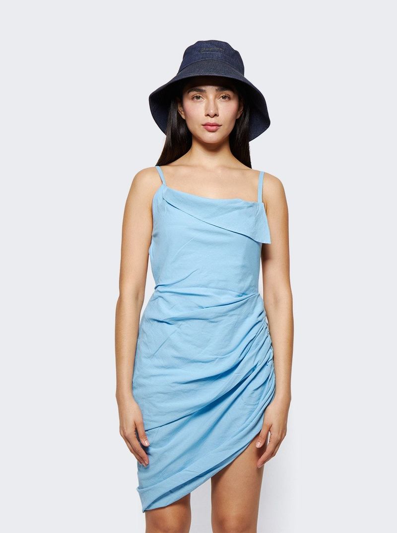 ★JACQUEMUS★ La Robe Saudade Asymmetric Drape Mini Dress Pi Jacquemus La Robe Saudade Asymmetric Draped Mini Dress