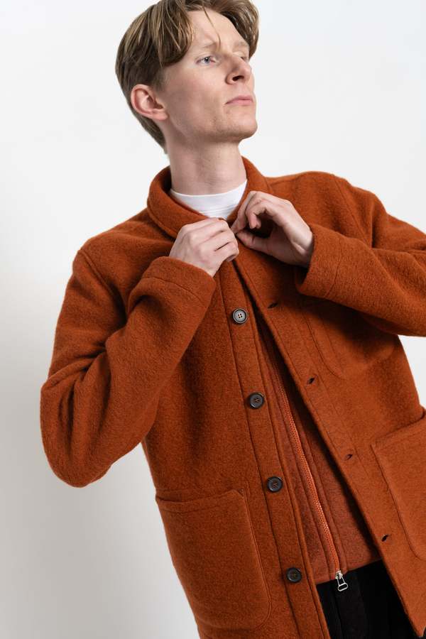 Universal Works Field Jacket Wool Fleece - Orange | Garmentory