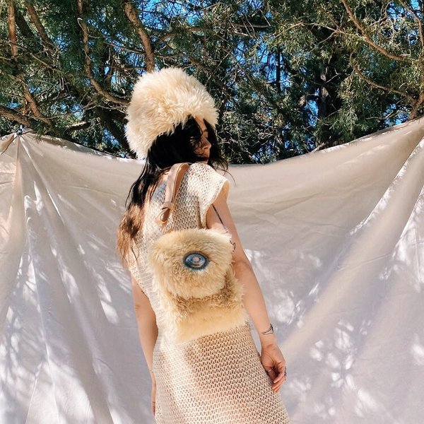 Ida and Moon Sheepskin/Shearling Orb Hat IDA+MOON round SPOTTED SHEEPSKIN ORB HAT 1 | Garmentory main image 3
