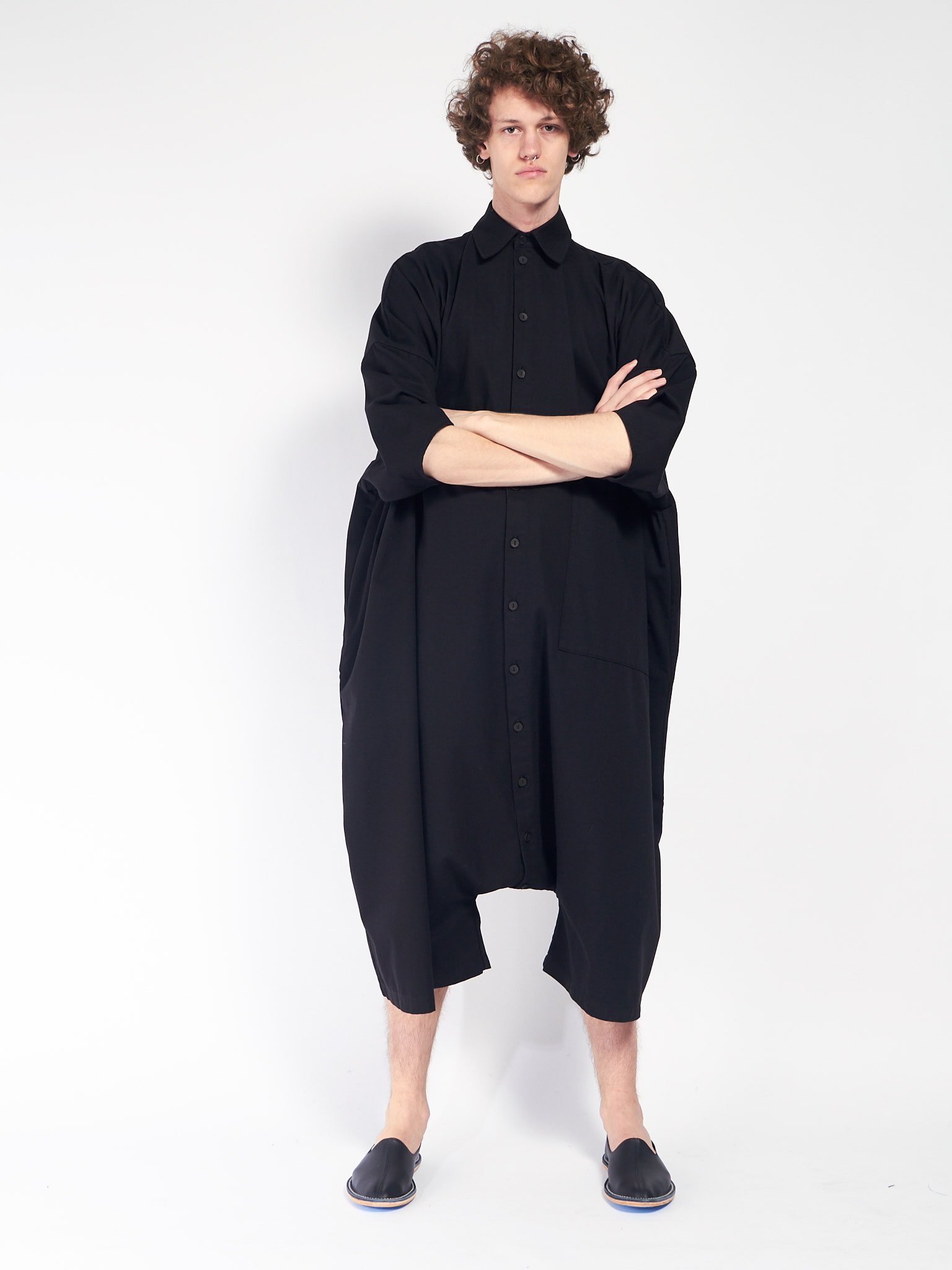 69 Big Button Up Jumpsuit - Black | Garmentory