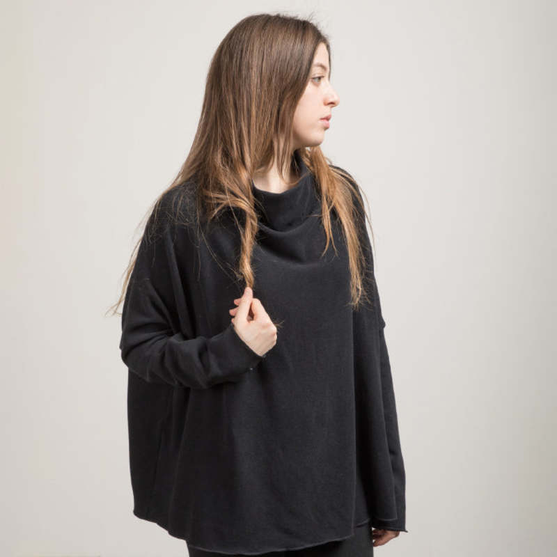 Album Di Famiglia Woman Loose High Neck Sweater - JP Slate Grey 