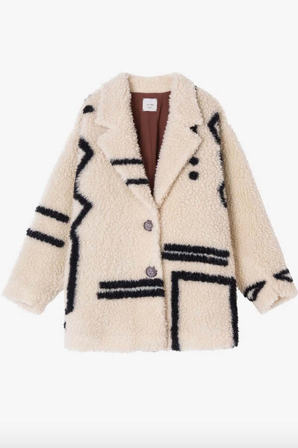 Alysi Caban Eco-Fur Jacket - Gesso