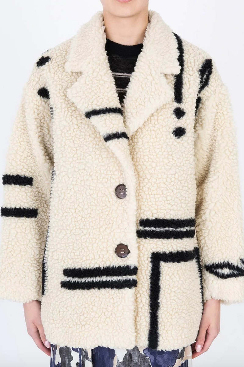 Alysi Caban Eco-Fur Jacket - Gesso