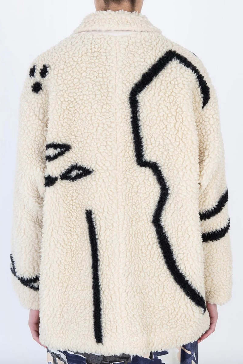 Alysi Caban Eco-Fur Jacket - Gesso