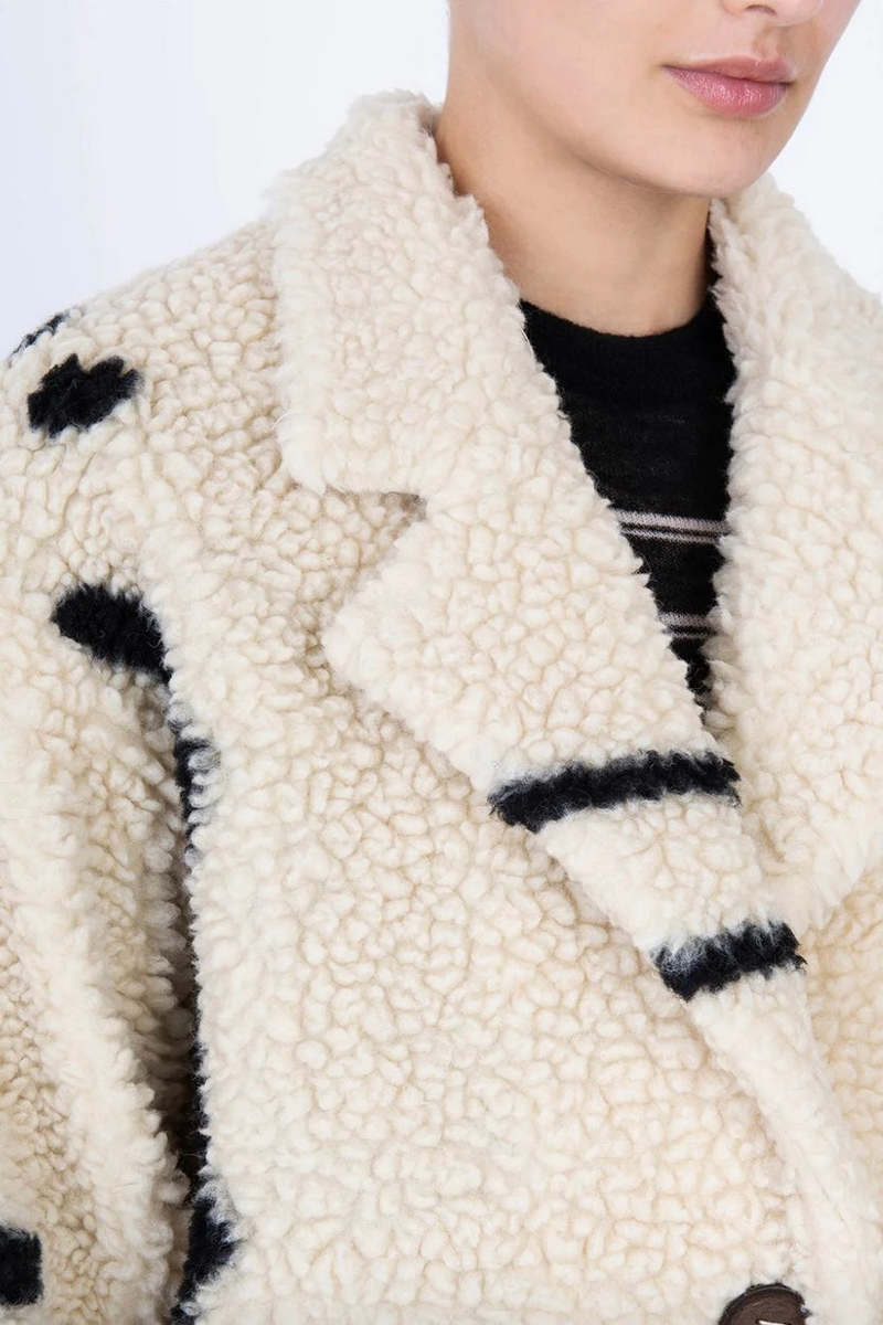 Alysi Caban Eco-Fur Jacket - Gesso | Garmentory