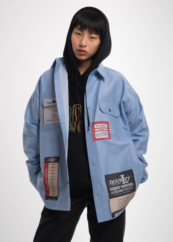 Doublet Light Blue Deadstock Jacquard Shirt | Garmentory