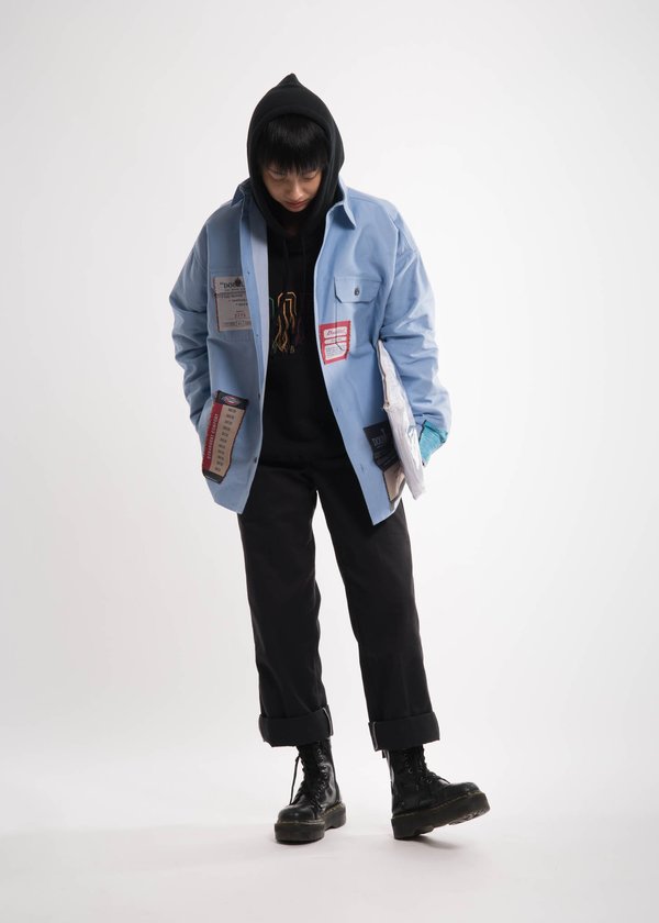 シャツ doublet JACQUARD PAJAMAS SHIRT Doublet Light Blue Deadstock Jacquard Shirt | Garmentory