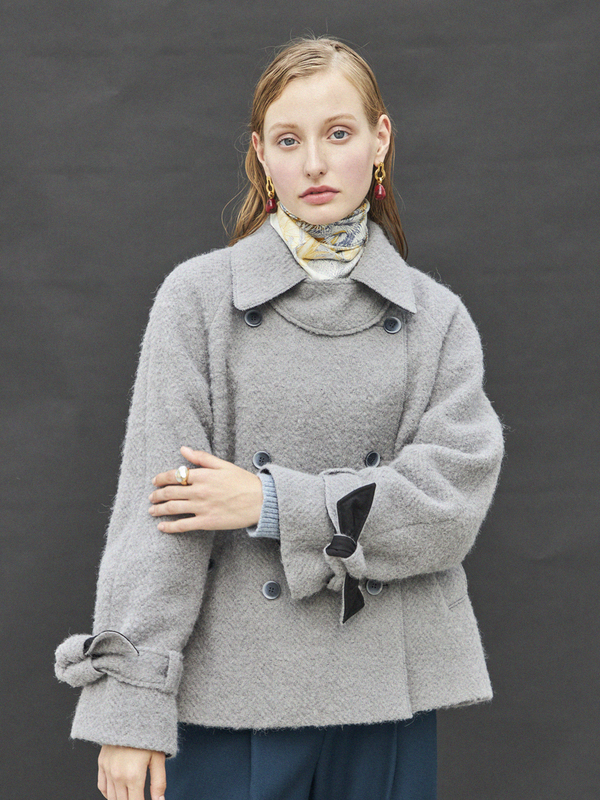 Maison De Ines Short Trench Wool Coat - Gray | Garmentory