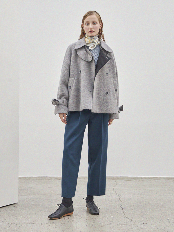 Maison De Ines Short Trench Wool Coat - Gray | Garmentory