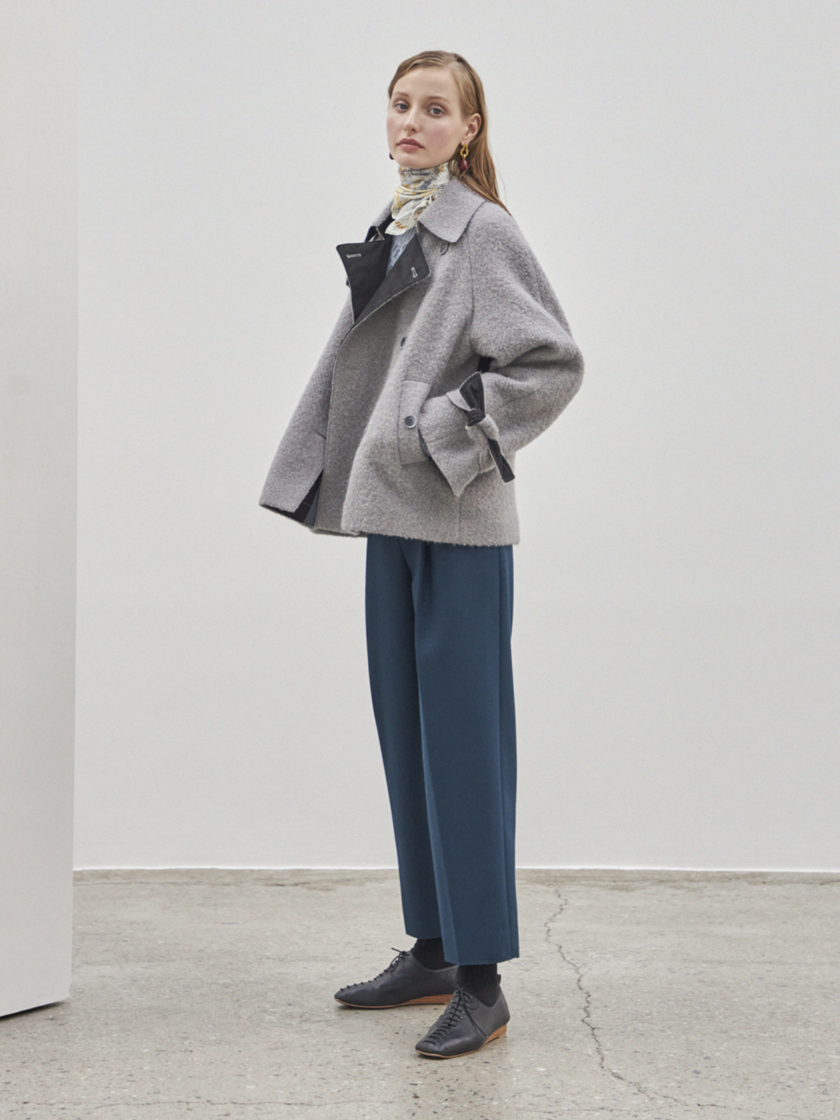 Maison De Ines Short Trench Wool Coat - Gray | Garmentory