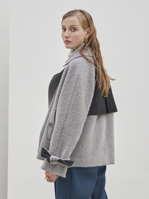 Maison De Ines Short Trench Wool Coat - Gray | Garmentory
