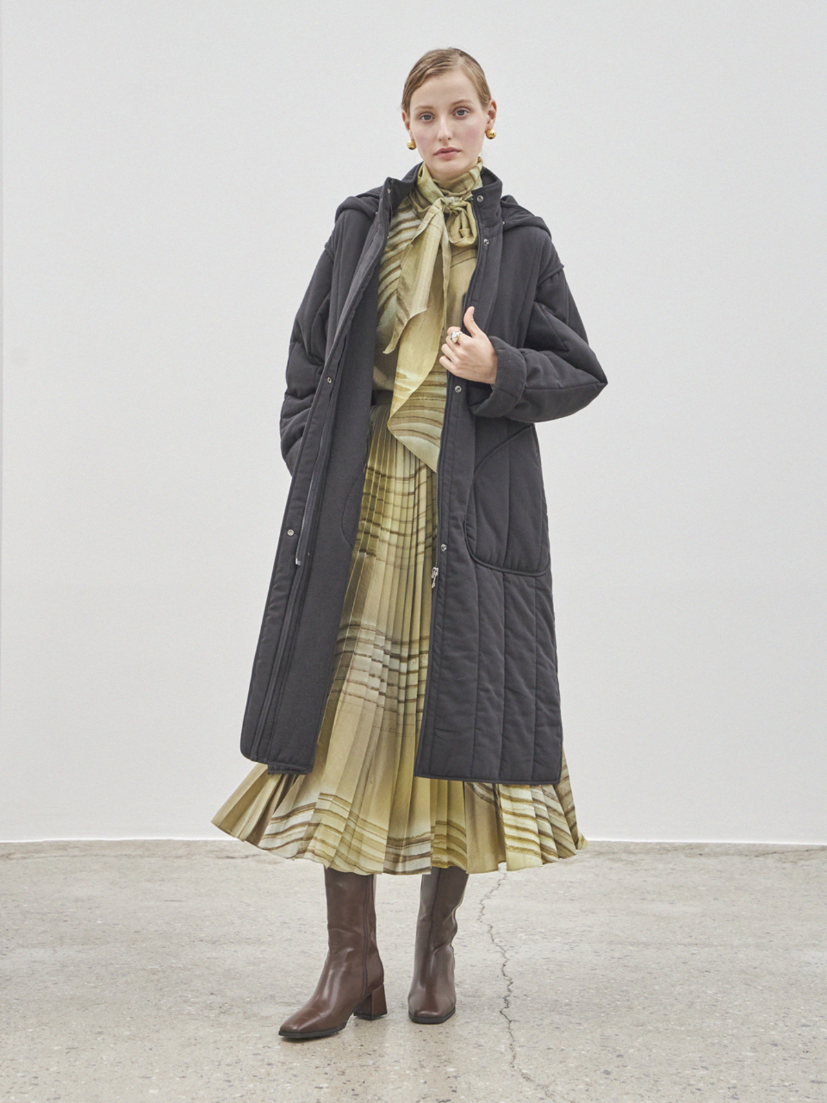 Maison De Ines Hooded Quilted Padding Coat - Black - Image 2 of 6