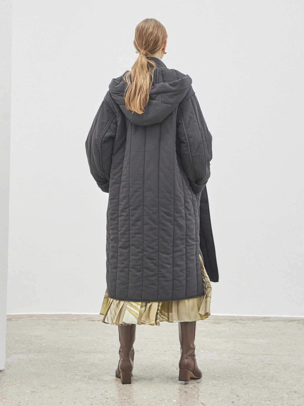 Maison De Ines Hooded Quilted Padding Coat - Black - Image 5 of 6
