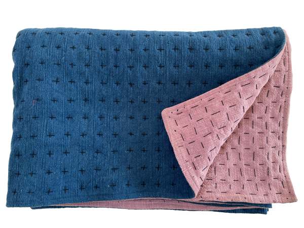 Happy French Gang Throw - Indigo/Lavender