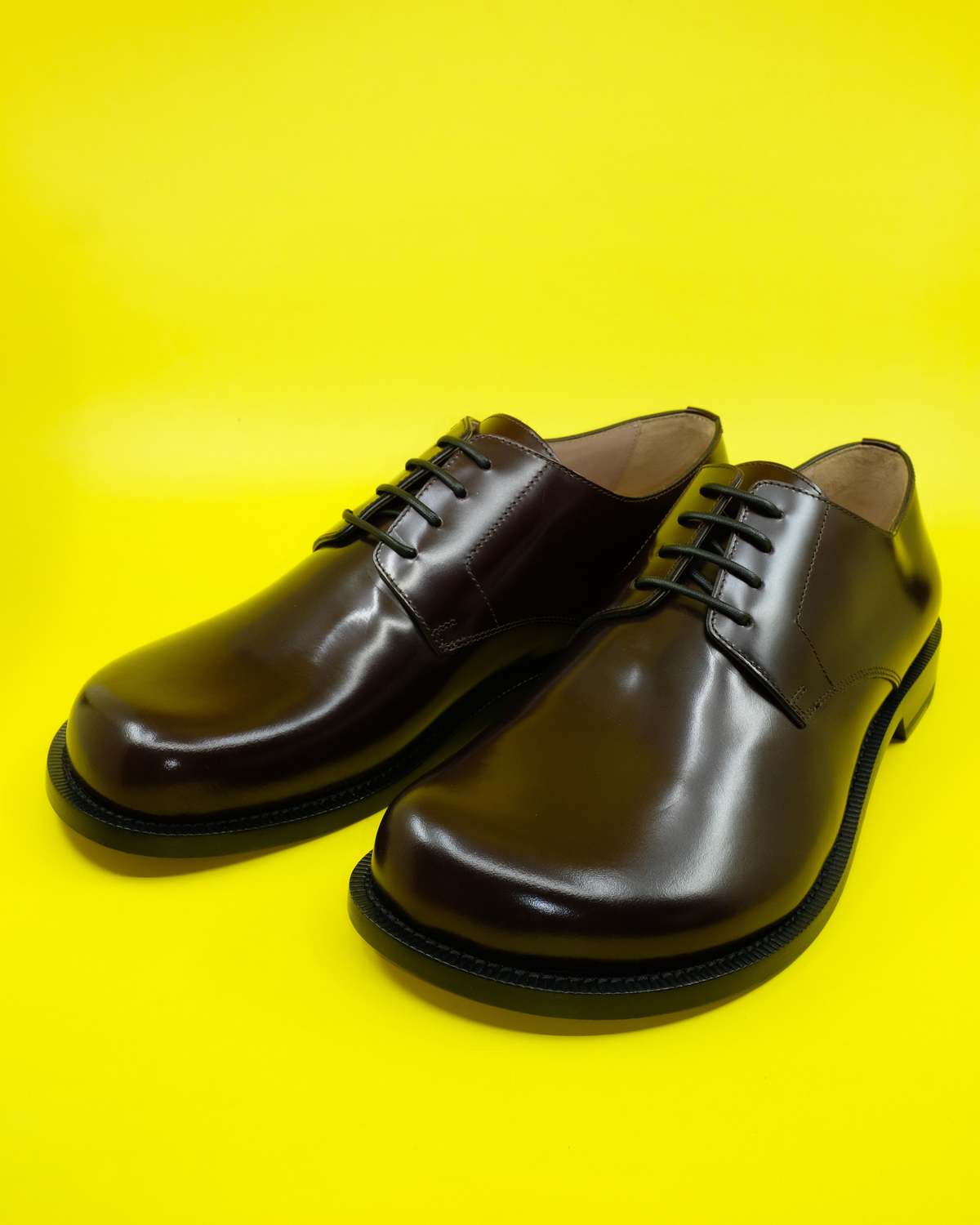 LOEWE Brushed Calfskin Campo Derby Shoe - Burgundy | Garmentory