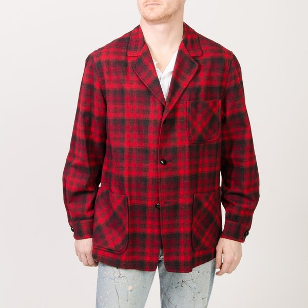Unis New York Vintage Wool Plaid Jacket Red Garmentory
