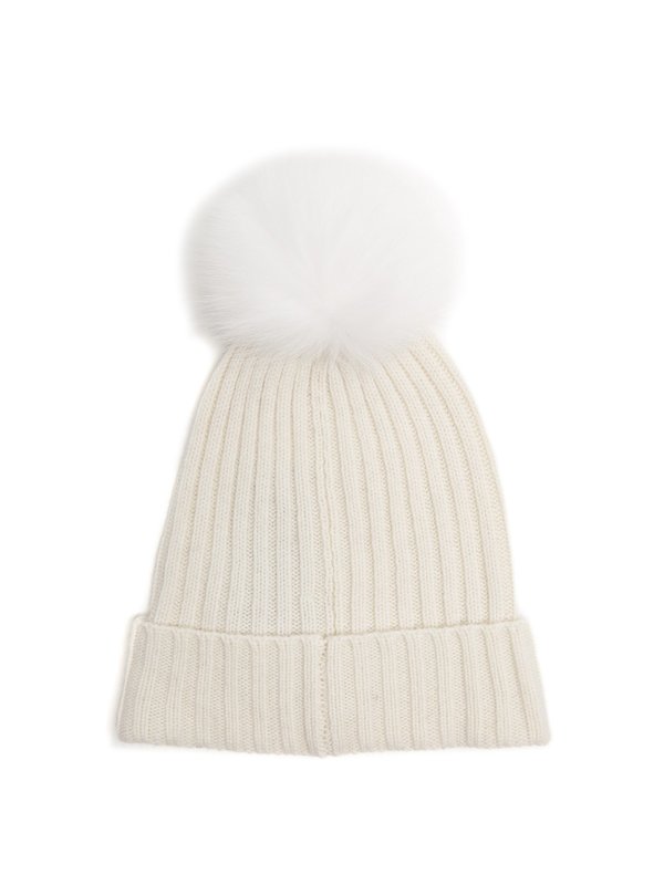 Yves Salomon White Fur Pom Pom Hat Yves Salomon White Fur Pom Pom Hat