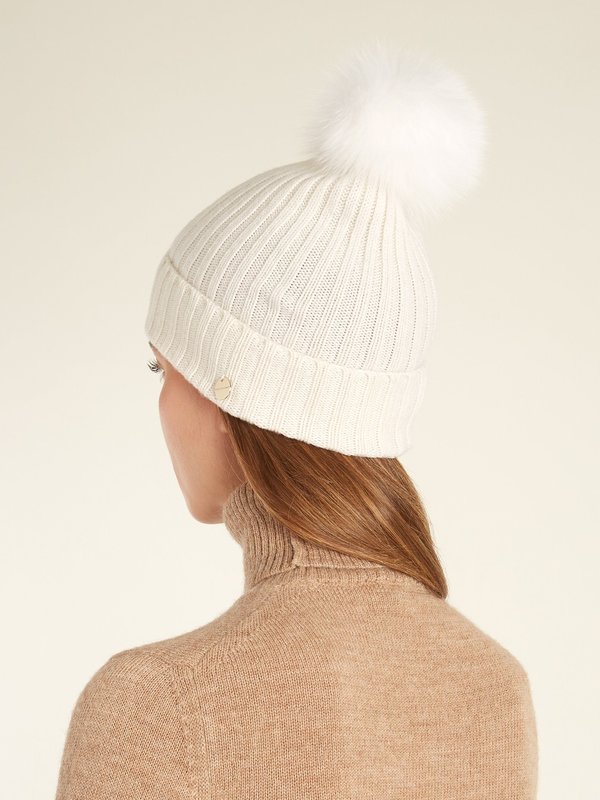 Yves Salomon White Fur Pom Pom Hat Yves Salomon White Fur Pom Pom Hat