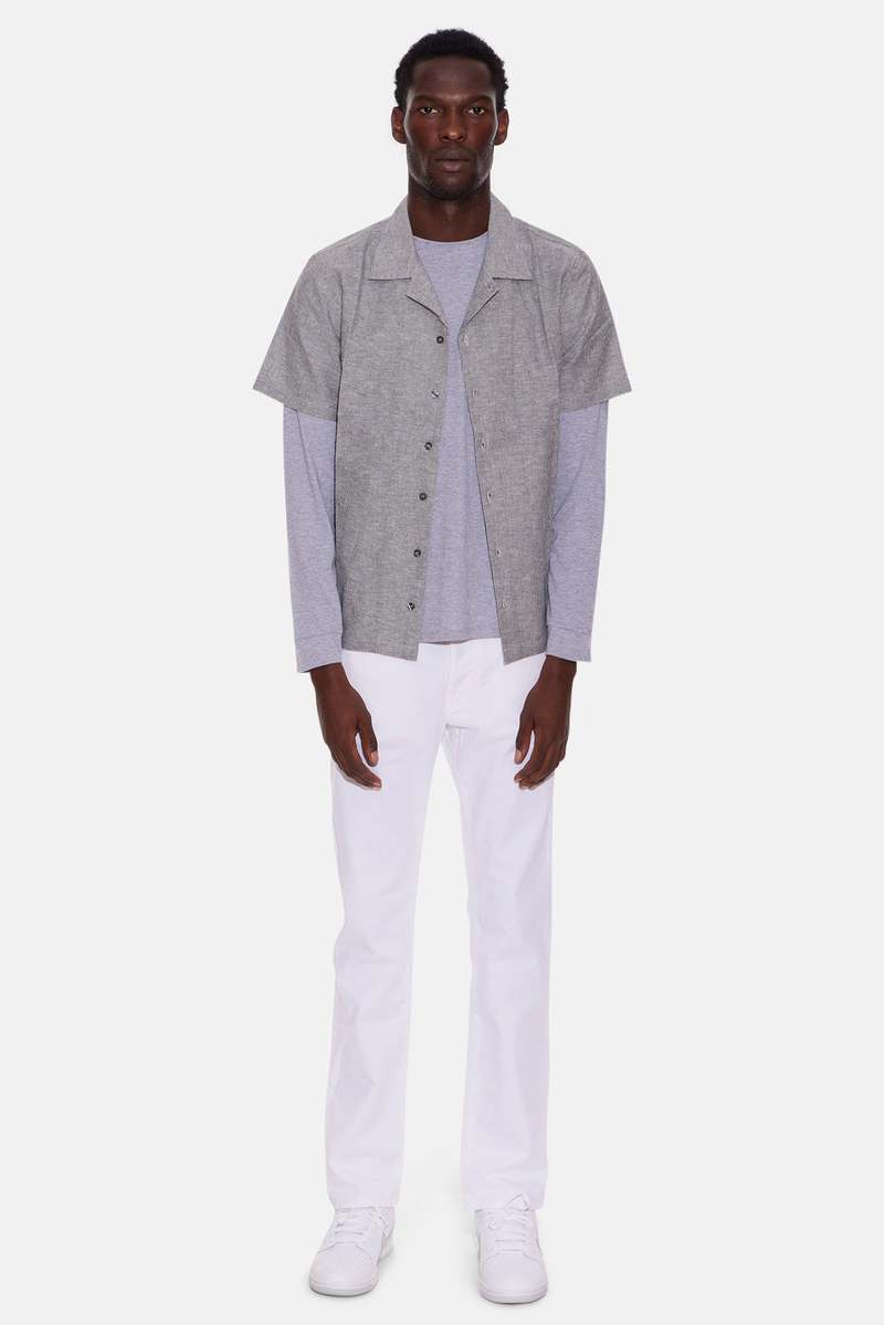 Blue&Cream Chambray Camp Shirt - Black Stripe