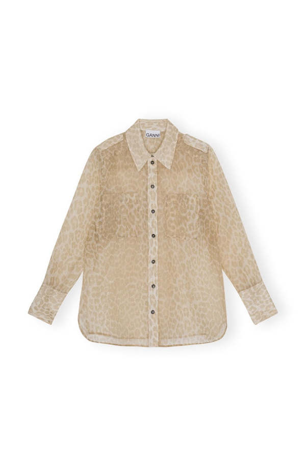 Ganni Organza Shirt - Oyster Gray | Garmentory