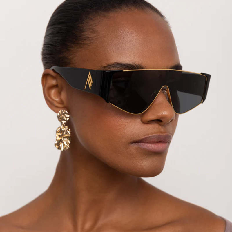 Linda Farrow Carlijn Shield Sunglasses - Black/Gold | Garmentory