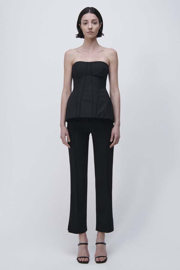 Top Noir JONATHAN SIMKHAI Femme - Manches Bouffantes, Coupe Cropped, Stretch - Taille S Neuve