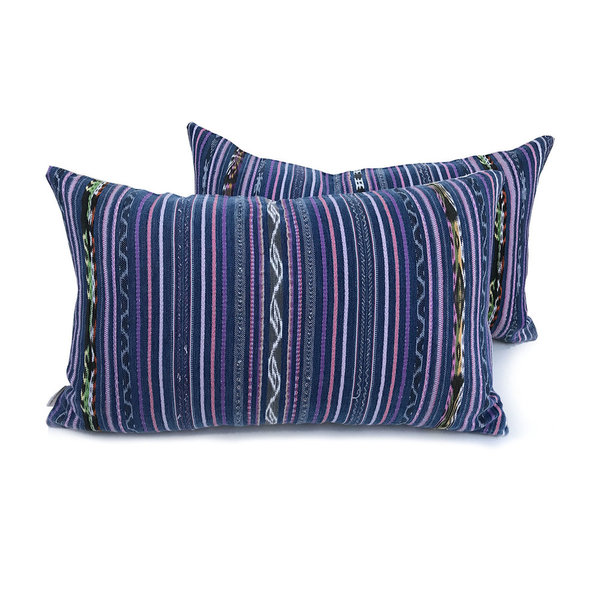 Archive New York Vintage Indigo Purple Ikat Pillow 12 X20