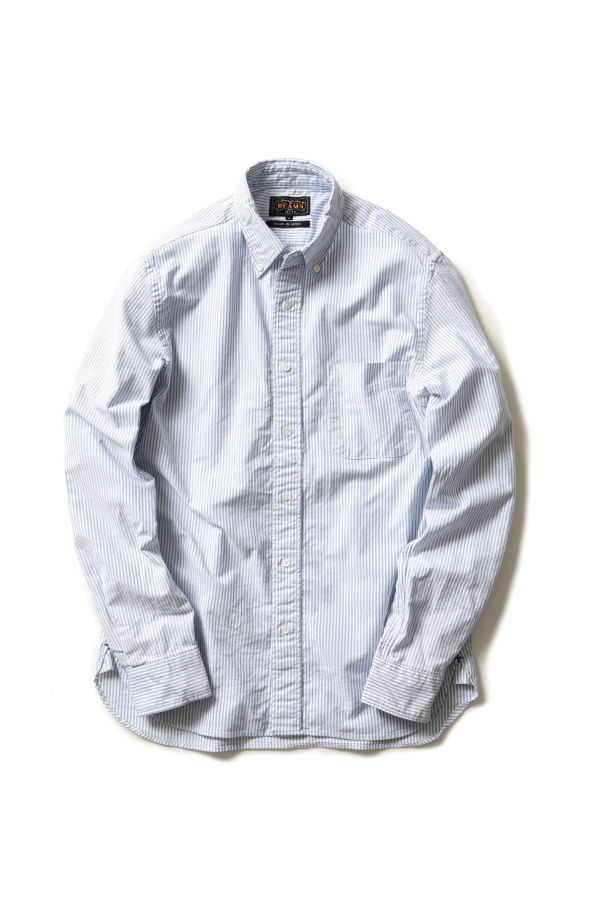 Beams Plus B.D. Oxford Candy Stripe Shirt - Blue