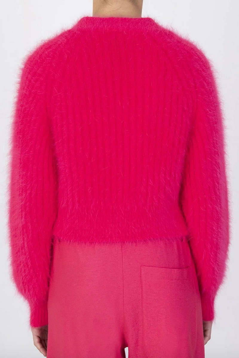 Alysi Cropped Angora Cardigan Pink