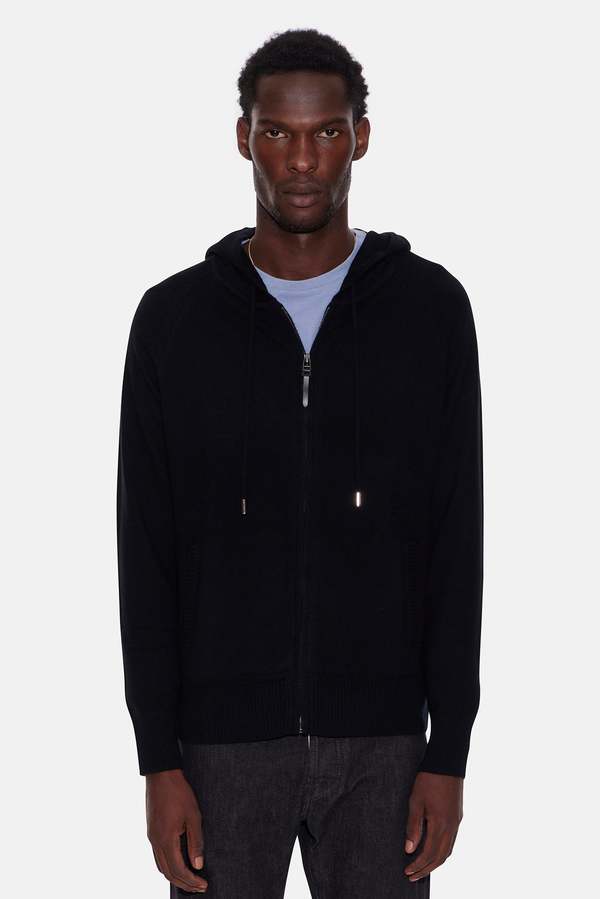 Blue&Cream New Leo Zip Hoodie With Pockets - Black