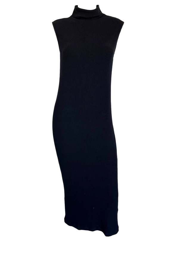 Enza Costa Sleeveless Knit Turtleneck Dress - Black | Garmentory