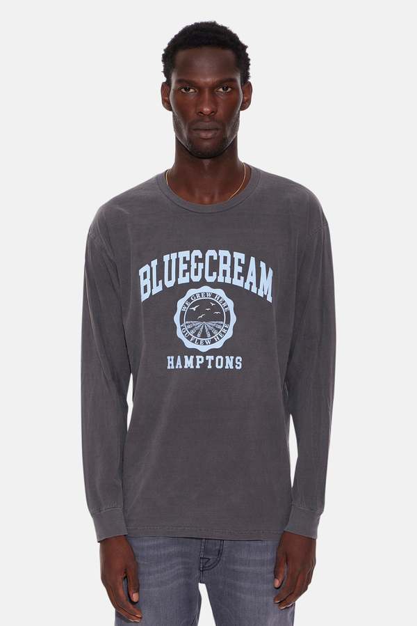 Blue&Cream Hamptons We Grew Here Long Sleeve - Vintage Black